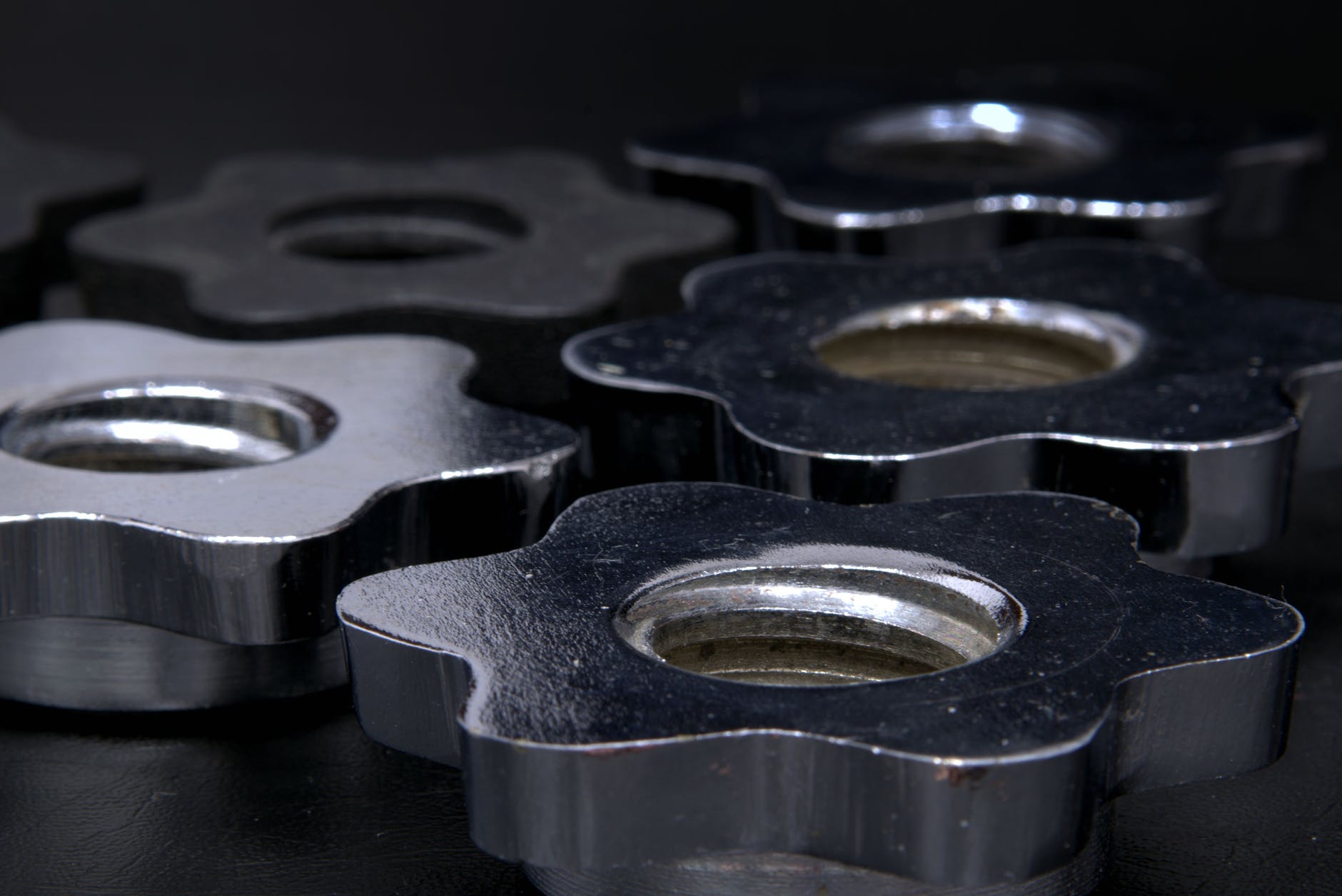 gray steel floral shaped component