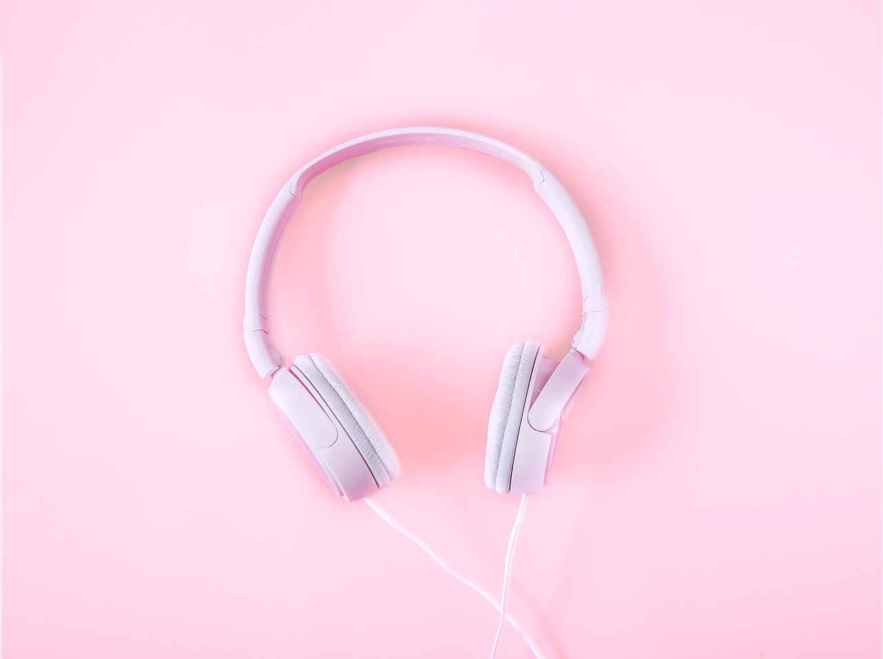 headsets, music, pink background