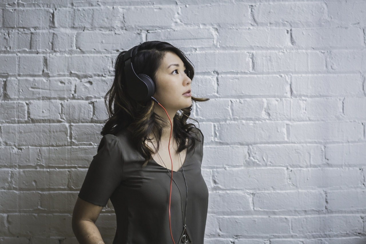 people, woman, headphones