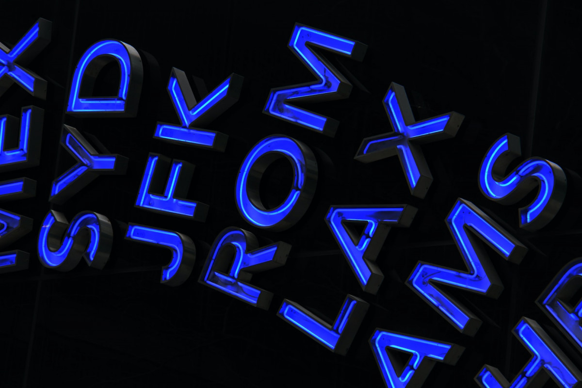 blue text on black background