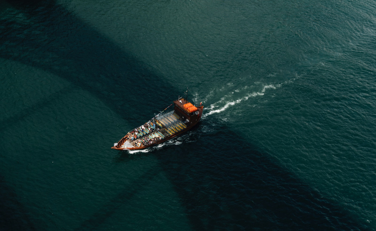 aerial view of boat on sea during daytime