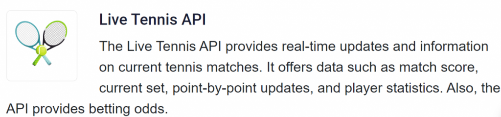 Logo of Live Tennis API with description