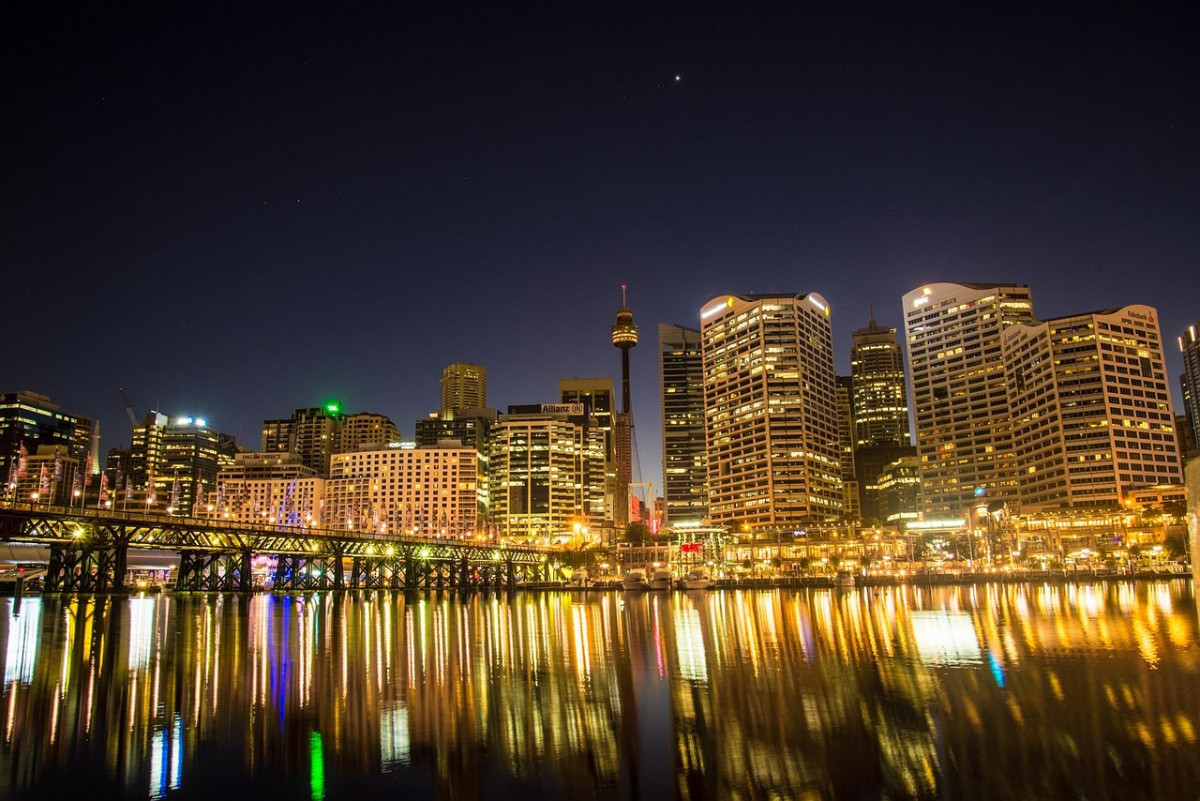 cityscape, illuminated, darling harbour