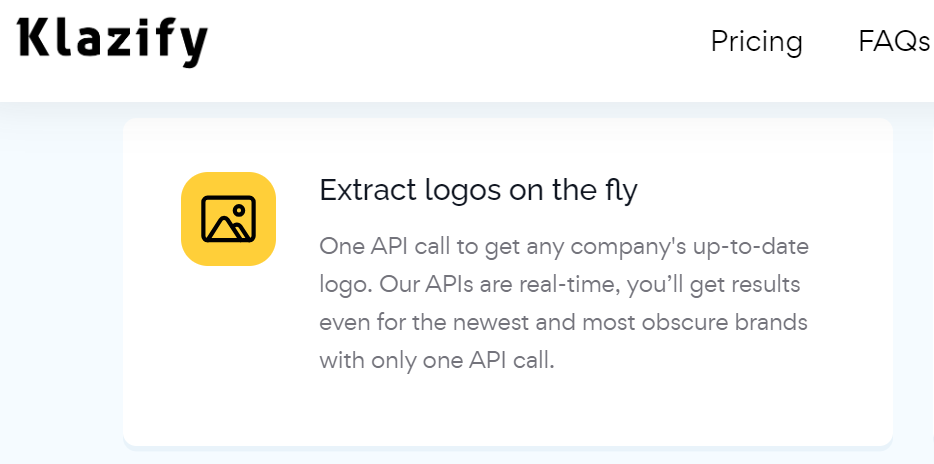 Klazify Logo API showcased on the web 
