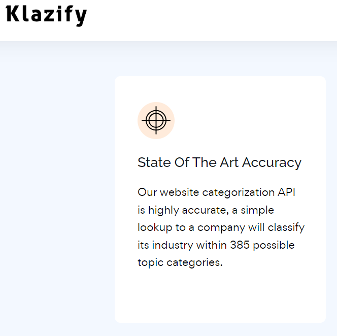 Company data API featured on Klazify website