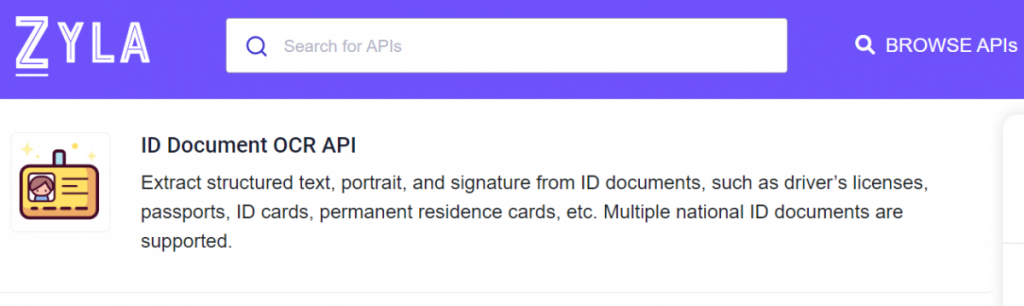 ID Document OCR API hosted at Zyla API Hub