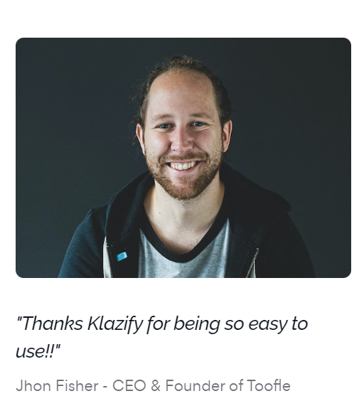 Jhon Fisher - CEO & Founder of Toofle take on Klazify.