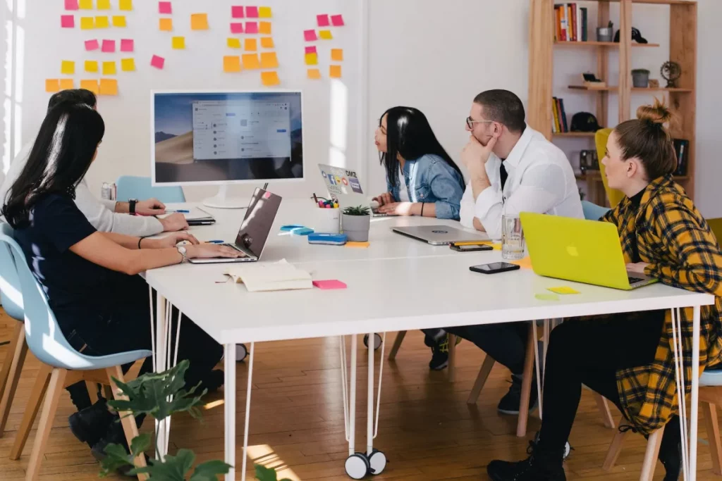 Team discussing Video Contents insights