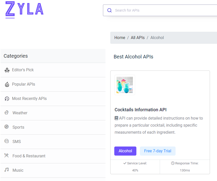 Alcohol API At Zyla API Hub