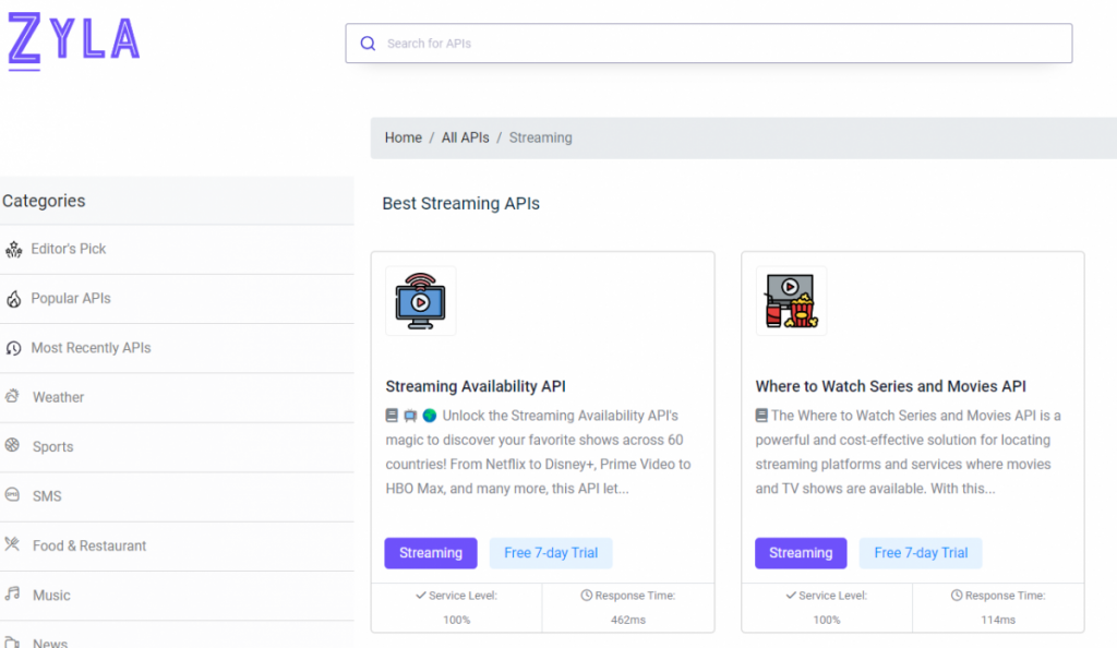 Streaming APIs by Zyla Labs
