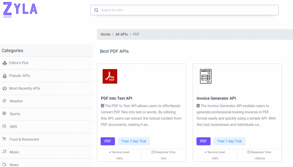 PDF APIs on Zyla API Hub