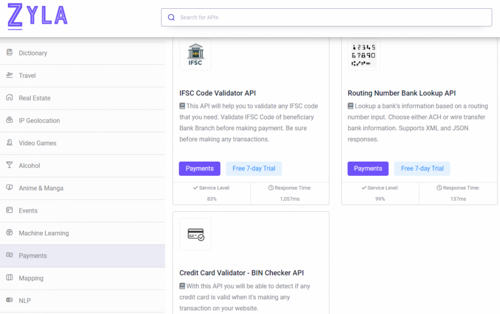 Payments APIs on Zyla API Hub