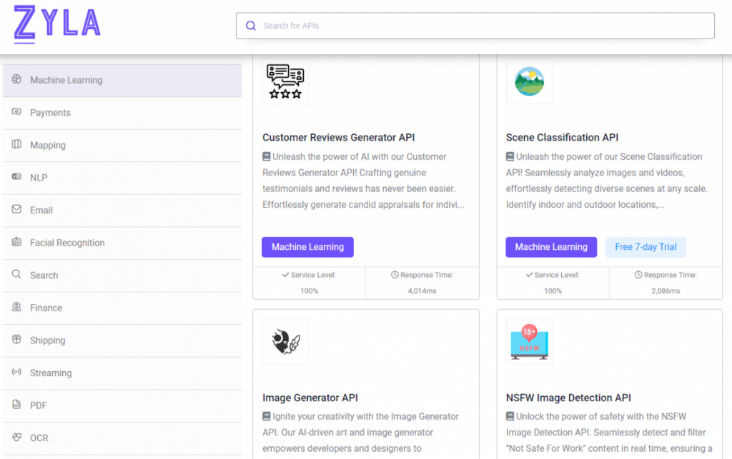 ML APIs on Zylalabs.com