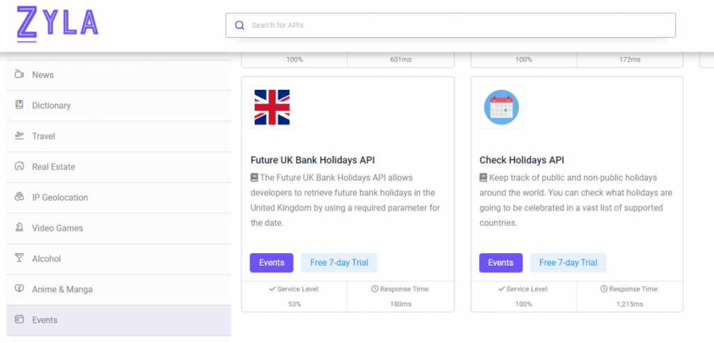 Events APs on Zyla API Hub