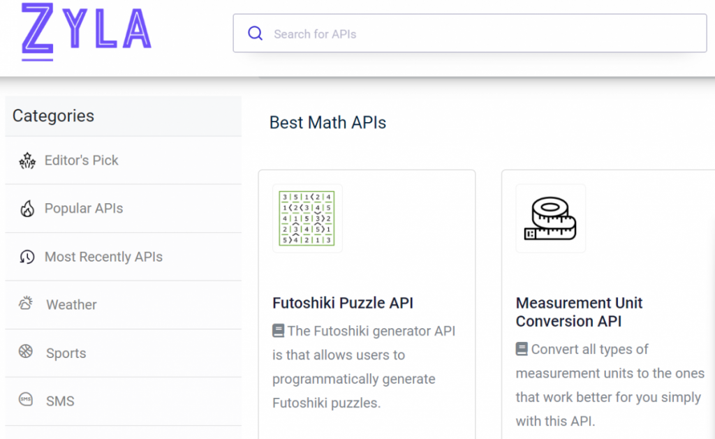 Math APIs on Zyla API Hub