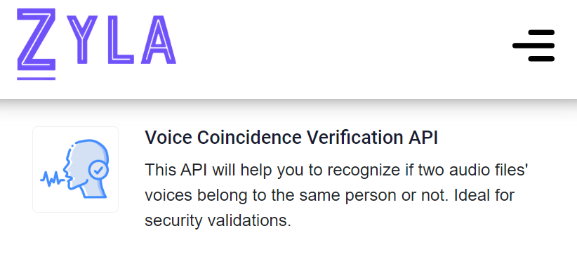Voice Verification API on Zyla API Hub