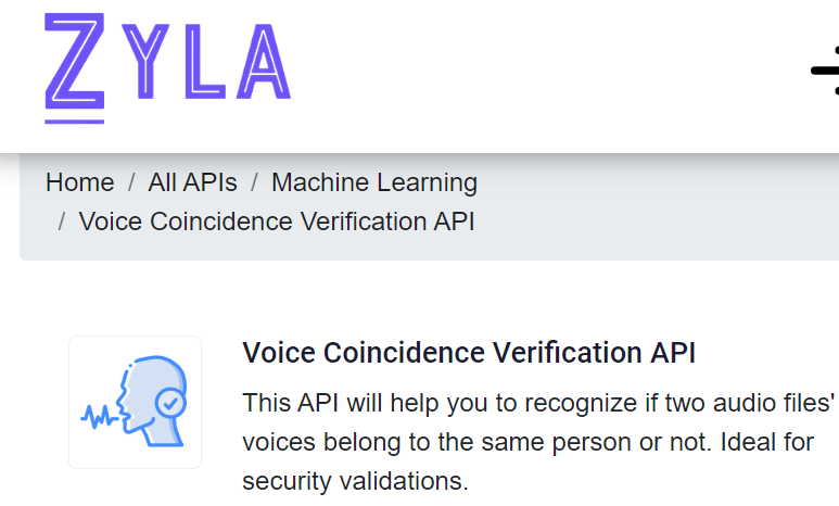 Voice Verification API on Zyla API Hub